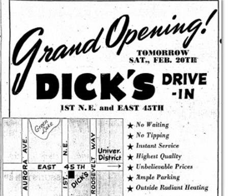 65 Years ago… Dick’s Drive-in opened February 20th, 1954 Dick's Drive-in 19854